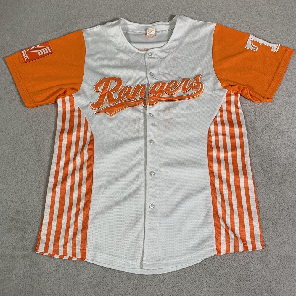 Texas Rangers Jersey Mens Small White Orange MLB Baseball Whataburger Jung 6